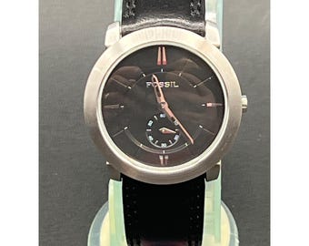 Fossil Arkitekt FS-4289 Mens Watch Stainless Steel Case Genuine Leather Band Water Resistant