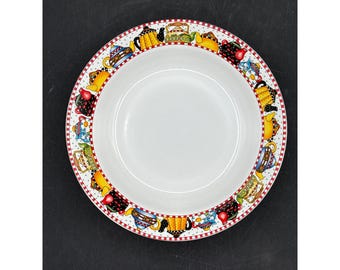 MARY ENGELBREIT Afternoon Tea SAKURA Soepkom 7,5" vintage geruite boarder theepot