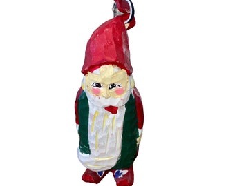 Silly Grumpy Hand Carved Hand Painted Scandinavian Christmas Elf Gnome Santa