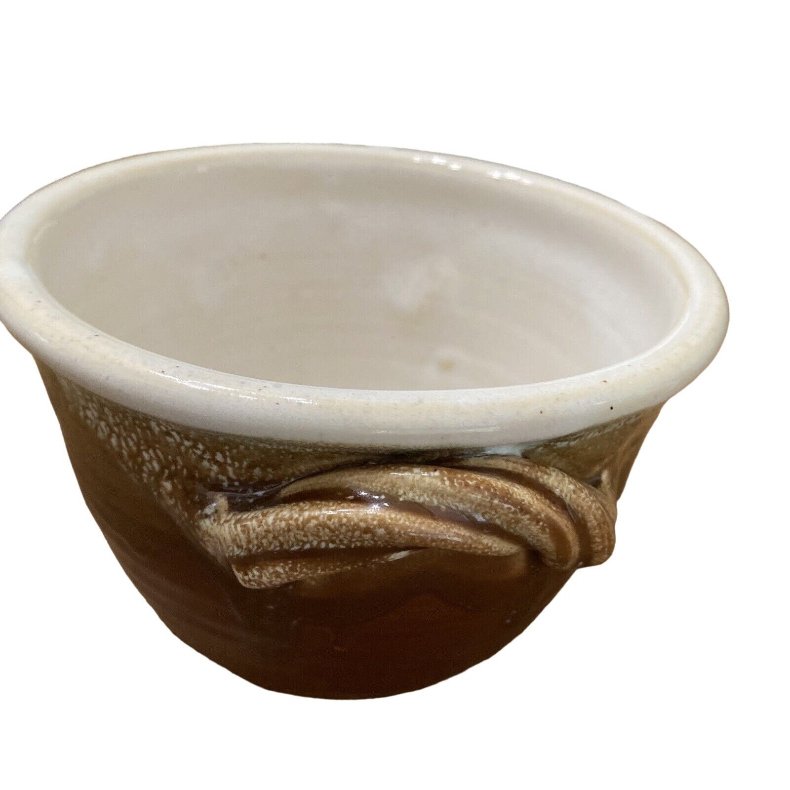 Hand Thrown Studio Art Pottery Drip Stoneware Brown Mint Cream Bowl ...