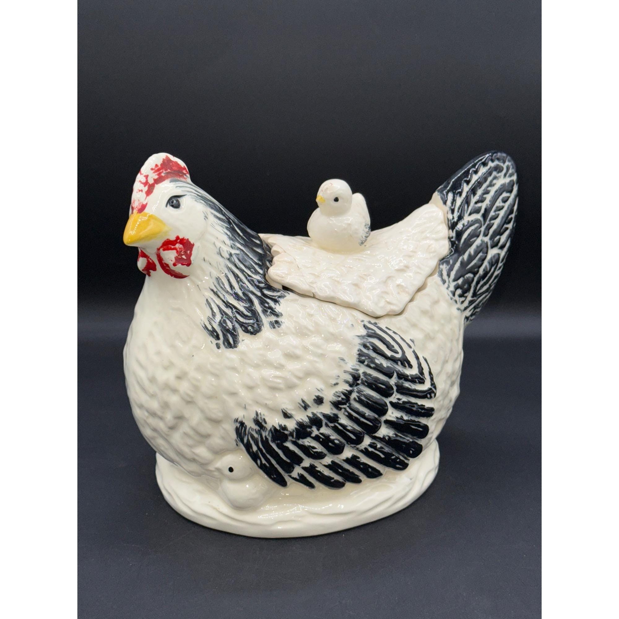 1930's Morton Pottery Chicken Hen & Chick Ceramic Cookie Jar 9