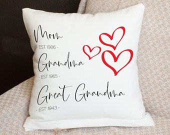 Mothers Day Gift Personalize Pillow, Grandma Pillow, Custom Pillow Cover, Nana Gift, Name Pillow, Lumbar Pillow Case, Grandparent Gift