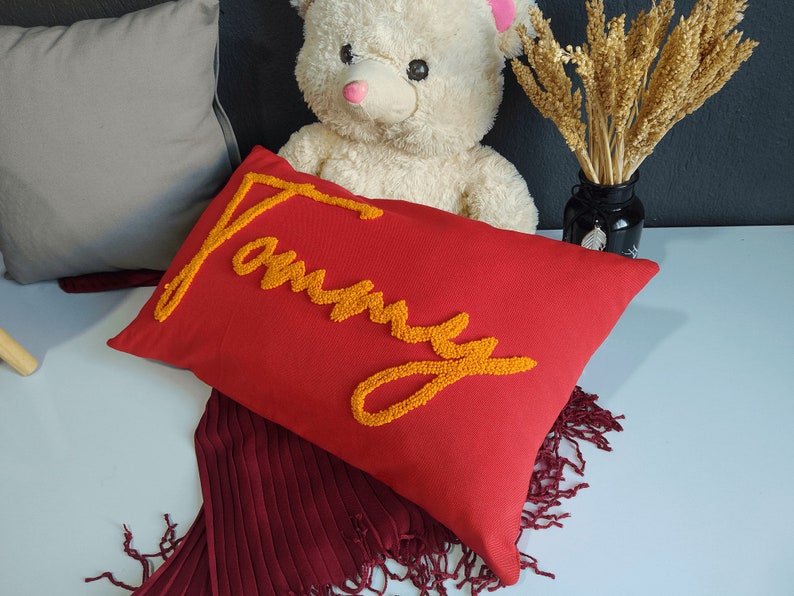 Personalized Punch Needle Boy and Girl Baby Room Name Pillow, Baby Gift