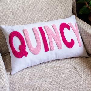 Punch Needle Pillow, Embroidered pillow, lumbar pillow, custom name pillow, needlepoint pillow, monogram pillow, mothers day gift, custom cushion, gift from child, custom pillow cover, personalized pillow, gift for her, gift for mom