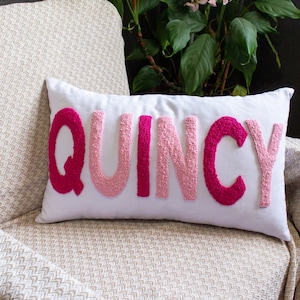 Punch Needle Pillow, Embroidered pillow, lumbar pillow, custom name pillow, needlepoint pillow, monogram pillow, mothers day gift, custom cushion, gift from child, custom pillow cover, personalized pillow, gift for her, gift for mom