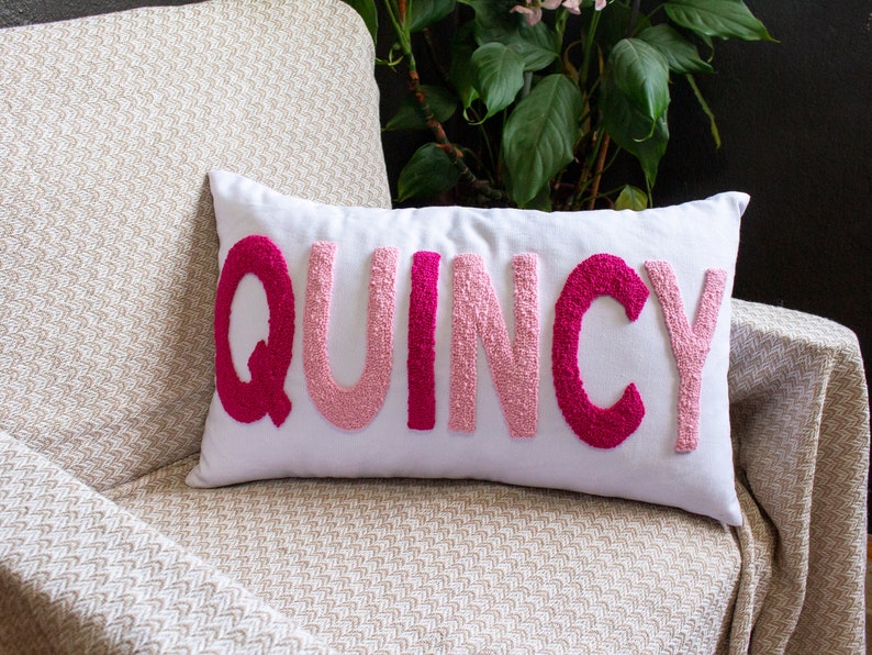 Punch Needle Pillow, Embroidered pillow, lumbar pillow, custom name pillow, needlepoint pillow, monogram pillow, mothers day gift, custom cushion, gift from child, custom pillow cover, personalized pillow, gift for her, gift for mom