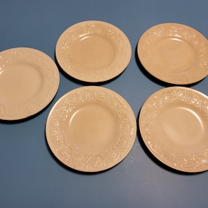 Wedgwood Patrician Ivory Cream Embossed 6 1/2” Bread Plates Set Of 5 England