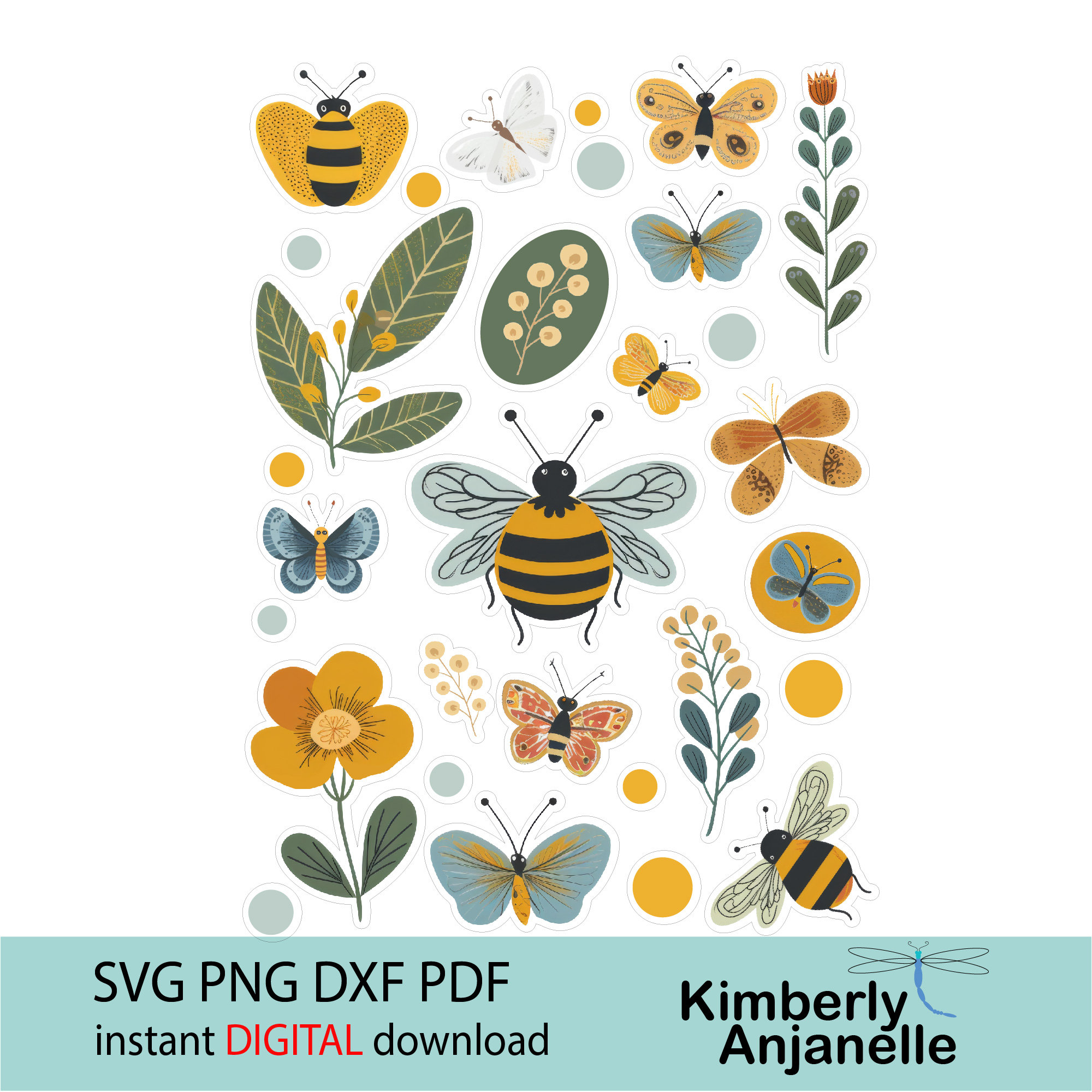 Butterfly Spring Sticker Sheets, Bumblebee Stickers, Flower Stickers ...