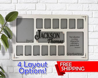 School Years Picture Photo Frame, K12 Photo Frame, K High School Graduation Display, Personalized School Photos, School Grades Picture Frame