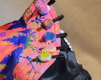 Glow in the Dark Duck Alligator clip.  Festival and EDM show Ready.  Unique Clothing and Hair Accessory.