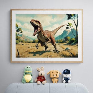 Atrociraptor | Dinosaur Wall Art Prints | Quality Illustration Poster | Kid&#39;s Room Decor | Dinosaur Poster | Extinction Collection