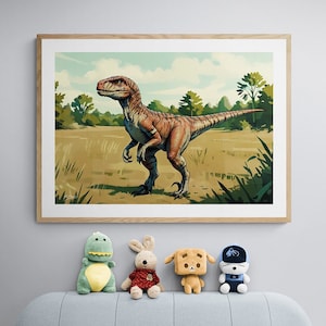 Atrociraptor | Dinosaur Wall Art Prints | Quality Illustration Poster | Kid&#39;s Room Decor | Dinosaur Poster | Extinction Collection