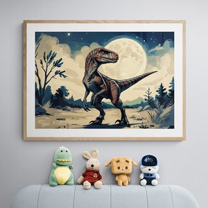 Atrociraptor | Dinosaur Wall Art Prints | Quality Illustration Poster | Kid&#39;s Room Decor | Dinosaur Poster | Extinction Collection