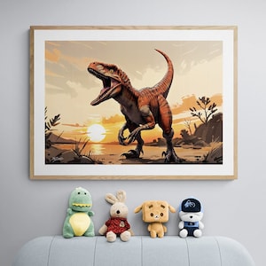 Atrociraptor | Dinosaur Wall Art Prints | Quality Illustration Poster | Kid's Room Decor | Dinosaur Poster | Extinction Collection