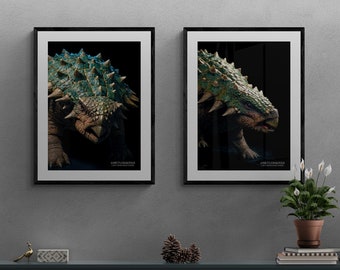 Ankylosaurus Dinosaur Portrait Print | Kid's Room Wall Art (Digital Download)