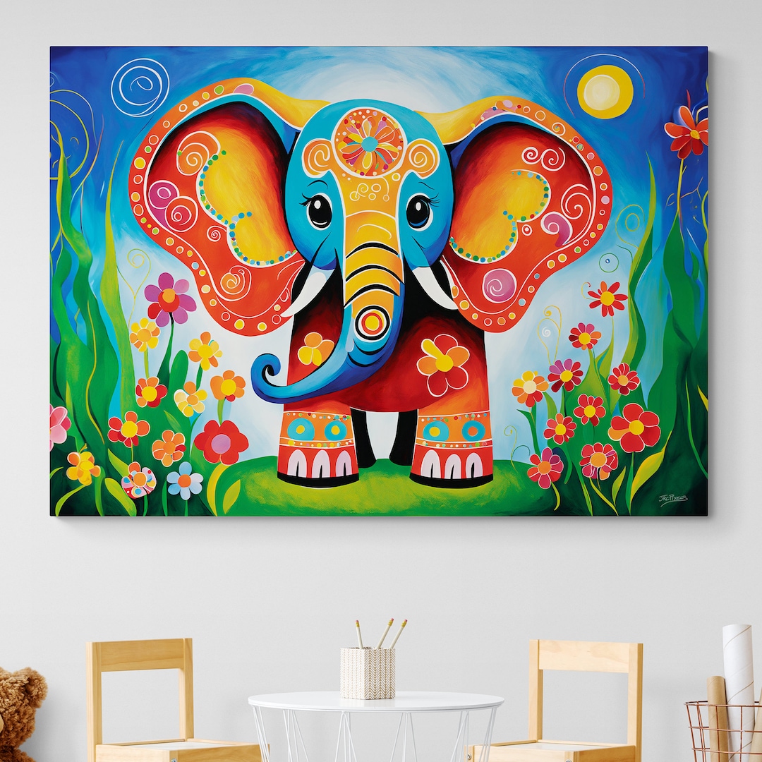 Brilliant Elephants Art Print Kids Room Children Wall Art Etsy