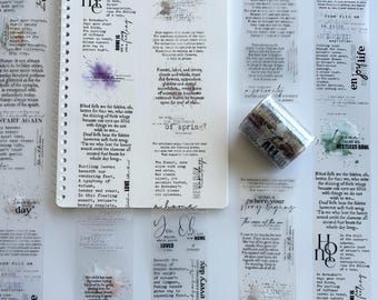 Poetry Pages PET Tape – Vintage Text Journal, Zitat Collage