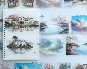 Blush Lake Villa PET Tape Landschaft Scrapbook Planer Journal Dekor Aufkleber