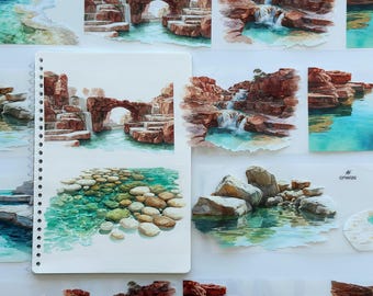 Emerald Canyon PET Tape Nature Landscape Scrapbook Planner Journal Decor Stickers
