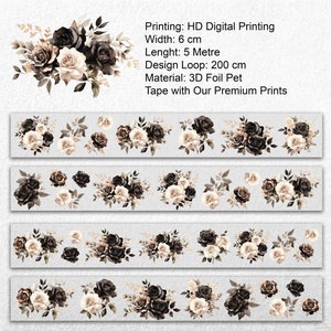 Scrapbook Historical Brown Flowers Holo Gold Foil Tape
