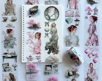Blossom Sonata PET Tape – Sakura Journal Decor, Cherry Spring Scrapbook Decor