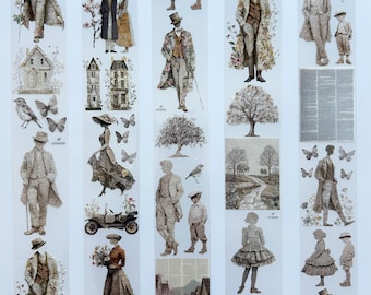 Cinta adhesiva Paper Gentleman PET – Periódico antiguo, collage victoriano