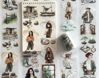 PET-tape voor logboeken – Spring Rain Serenity plakboektape