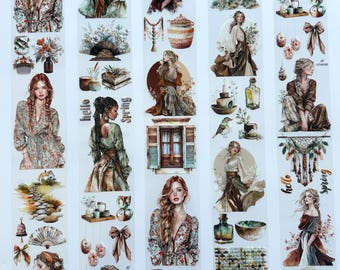 Flüsterndes Frühlings-PET-Tape – Cottagecore Mädchen, Vintage Frühlings-Journal & für Scrapbook-Deko