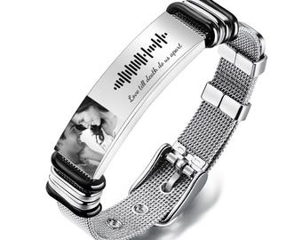 Personalized Scannable Music Code Mens Bracelet