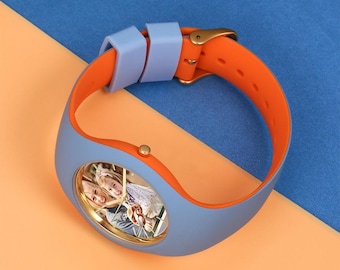 Reloj unisex de silicona con foto personalizada de 41 mm