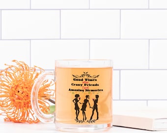 Gift for friends, Gift for her, Clear Glass Mug, Coffee Mug, Vintage Mug, Gifts for her, Clear Mug, Tea Mug, Gifts for him, Personalize
