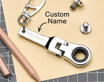 Personalized Ratchet Wrench Keychain with Engraving Keychain Mini Hardware Tool Gifts for Him