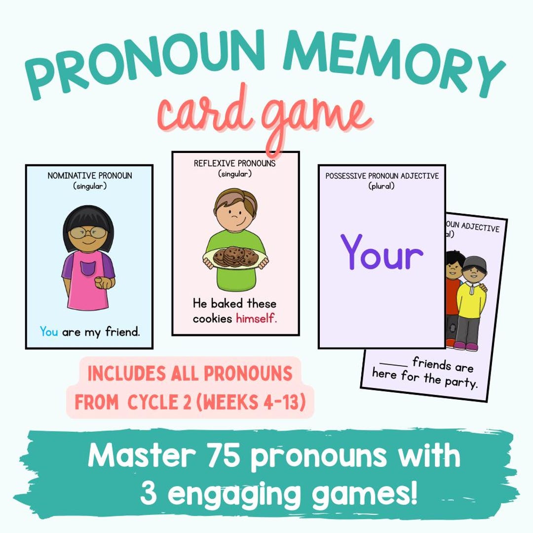 Pronoun Memory Card Game | CC Cycle 2 | Classical Conversations ...
