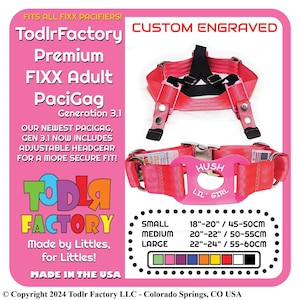 Anpassad graverad Todlr Factory Gen 3.1 Premium PaciGag - FIXX Premium Paci Nappmunk med presentask och tillbehör ABDL