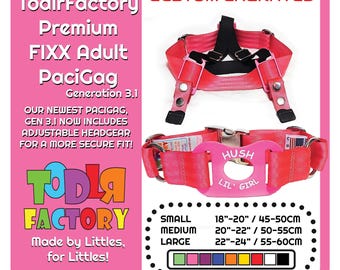Individuell gravierte Todlr Factory Gen 3.1 Premium PaciGag - FIXX Premium Pazier Schnuller Knebel Set mit Geschenkbox & Zubehör ABDL