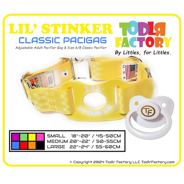 Todlr Factory Premium Standard Adult Classic Pacifier Gag PaciGag Ageplay ABDL Little - "Lil' Stinker"