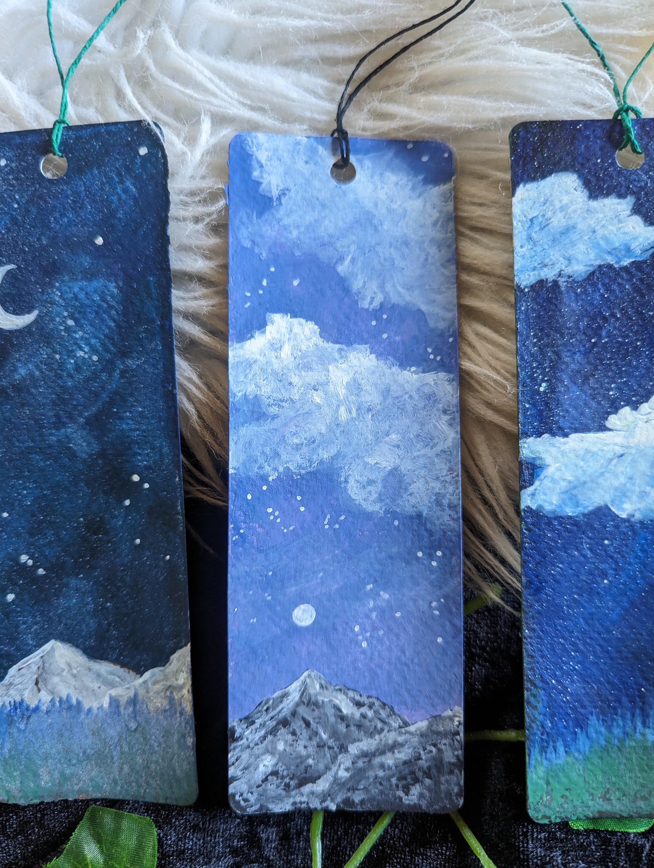 Hand Painted Bookmarks Night Sky Original Gouache Paintings - Etsy