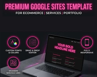 Neon Noir Google Website Vorlage | Dark Mode Storefront Portfolio (Digitaler Download)