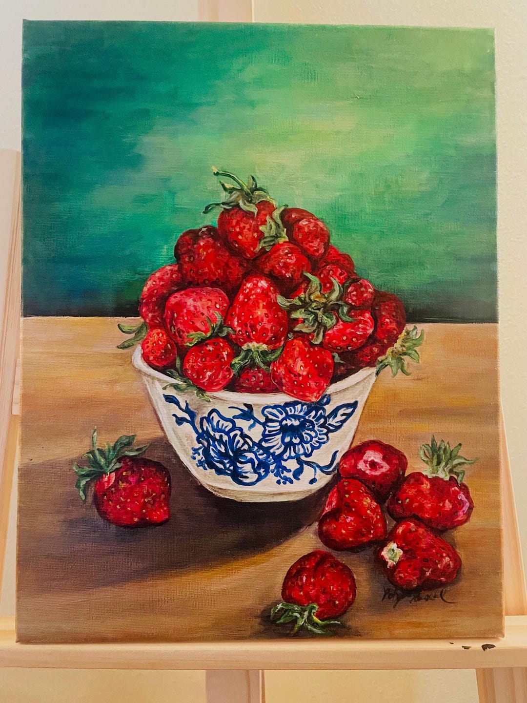 Strawberries in a Blue and White Bowl, Quality 11”x14” Print of My ...
