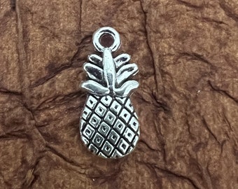 8 Pineapple Charms 9x19mm Silver Tone pbe121s8