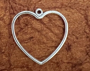 Large Heart Charm Pendant Silver Tone 29x28mm pbe126