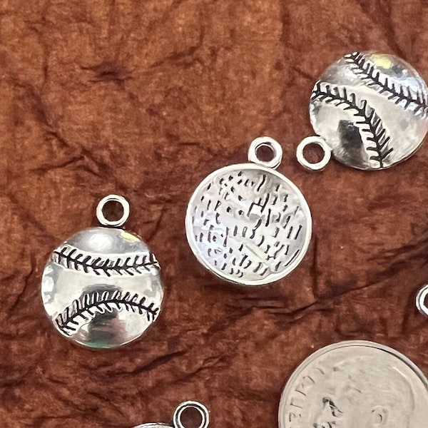 Softball Charm 14x17mm Silver Tone Alloy pbe120