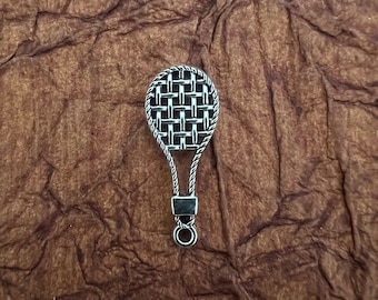 Tennis Racket Racquet Charm 14x17mm Silver Tone Alloy pbe117