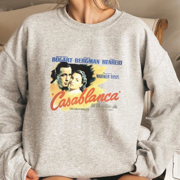 Casablanca movie sweatshirt, vintage sweatshirt, retro movie crewneck sweater, gift for her, gift for women, gift for movie lover