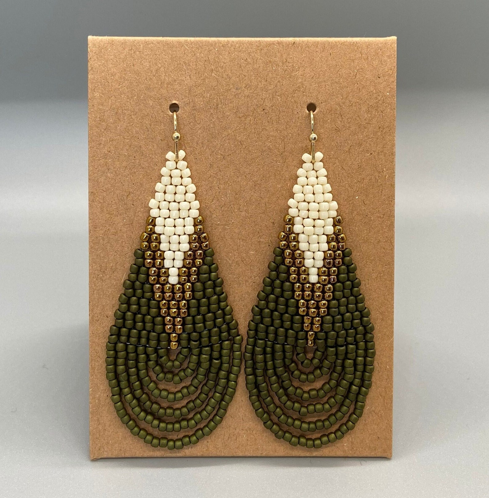 Boho Beaded Dangle Earrings, Unique Statement Seed Bead Jewelry, Hand ...
