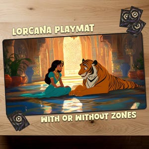 Disney Princess Jasmine Lorcana Playmat TCG Playmat With Zones Disney Lorcana Gift Play Mat Personalized Trading Card Games Official Size