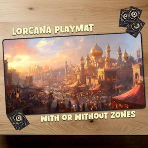 Disney Aladdin Lorcana Playmat TCG Playmat With Zones Disney Lorcana Gift Play Mat TCG Personalized Mat for Trading Card Games Official Size