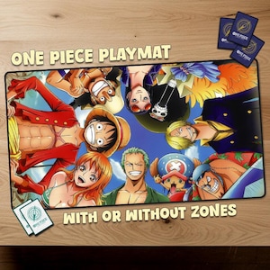 Tapete de brincar com zonas Monkey D. Luffy One Piece Crew, tapete personalizado com TCG para jogos de cartas colecionáveis, tamanho oficial