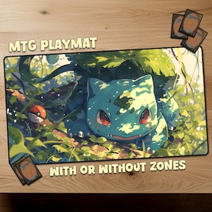 Pokemon Bisasam Magic The Gathering Spielmatte MTG Spielmatte With Zones MTG Geschenk Spielmatte TKG Personalisierte Matte Sammelkartenspiele offizielle Größe