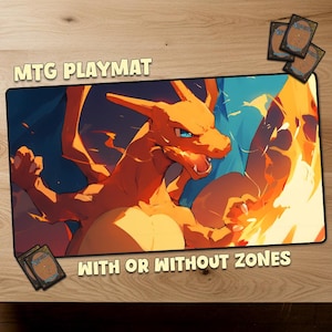 Pokemon Glurak Magic The Gathering Spielmatte MTG Spielmatte With Zones MTG Geschenk Spielmatte TKG Personalisierte Matte Sammelkartenspiele offizielle Größe
